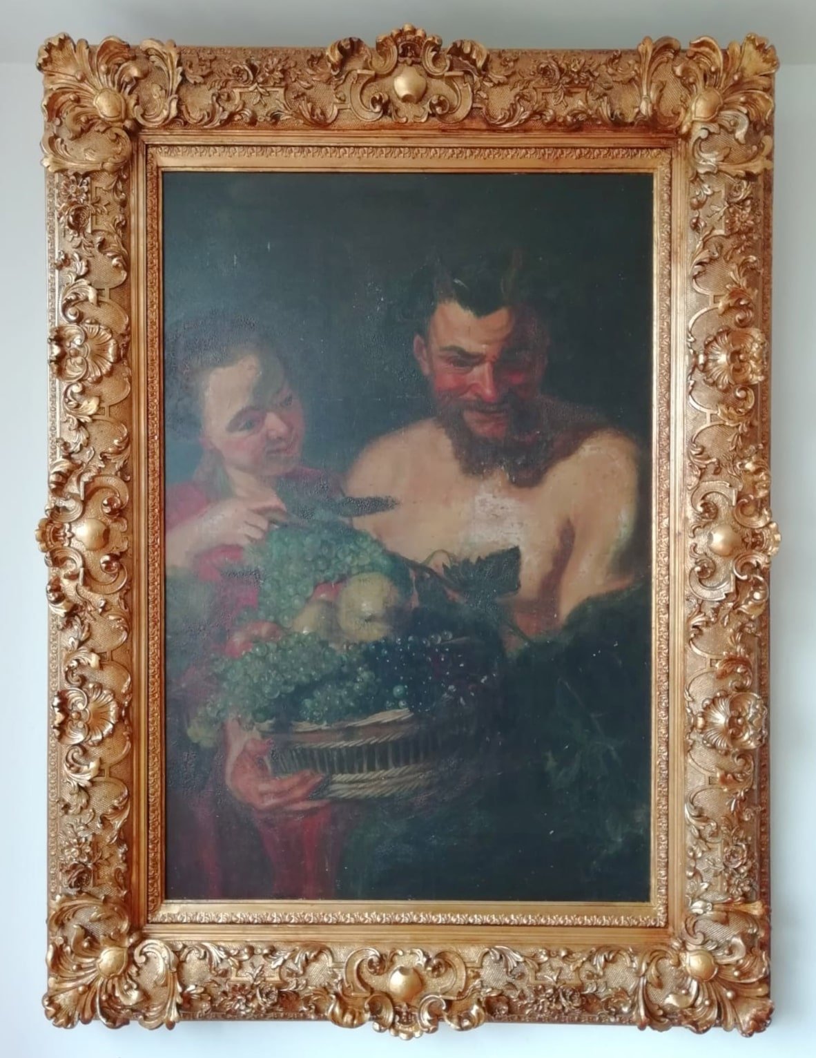 Reich verzierter goldener Prunkrahmen um ein Gemälde im Stil von Rubens